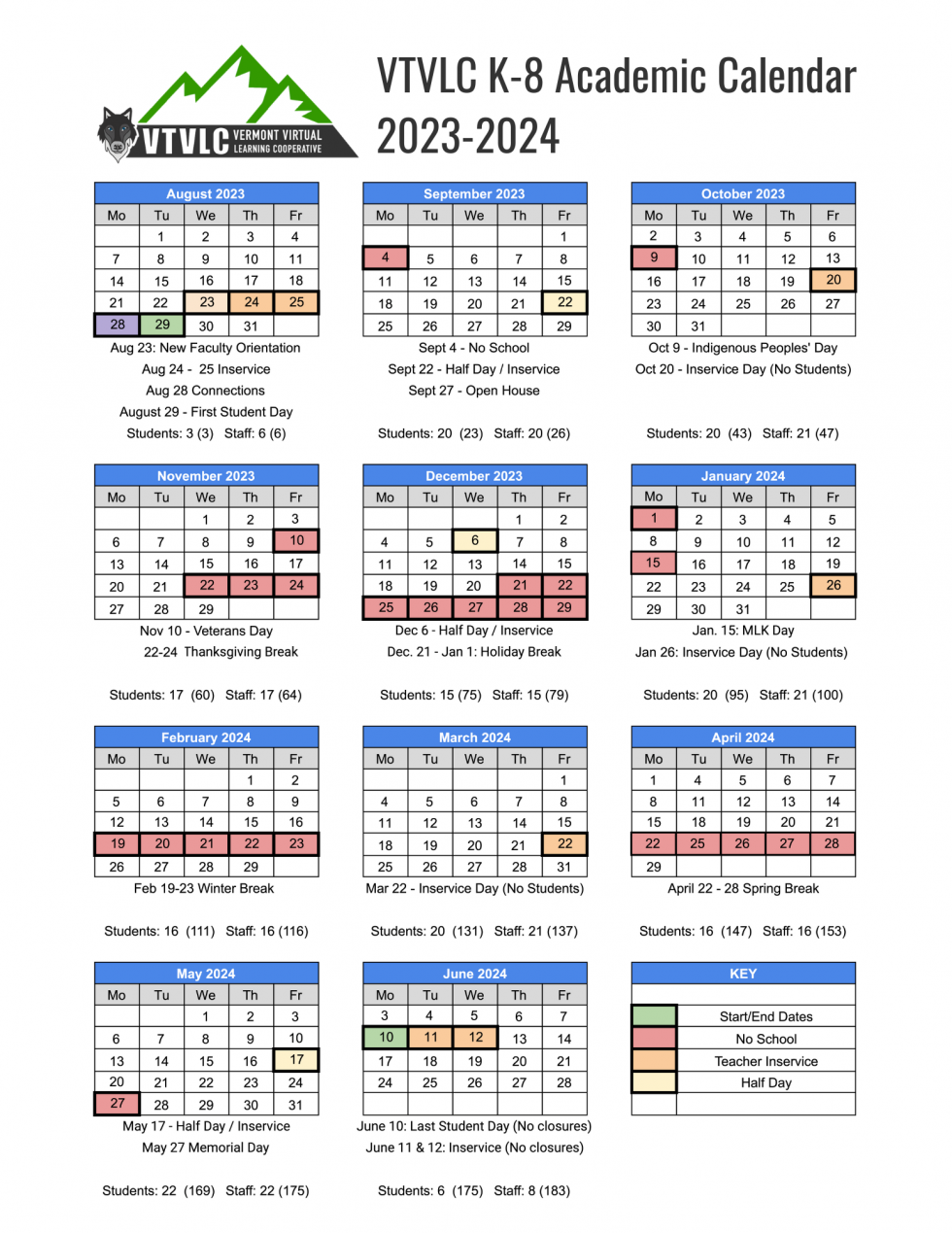 Calendar Vermont Virtual Learning Cooperative