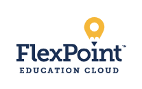 FlexPoint Education Cloud logo. The logo features a shape that is a hybrid of a drop pin and a pencil and reads "Flexpoint Education Cloud."