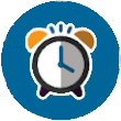 Icon depicting a cartoon-style alarm clock